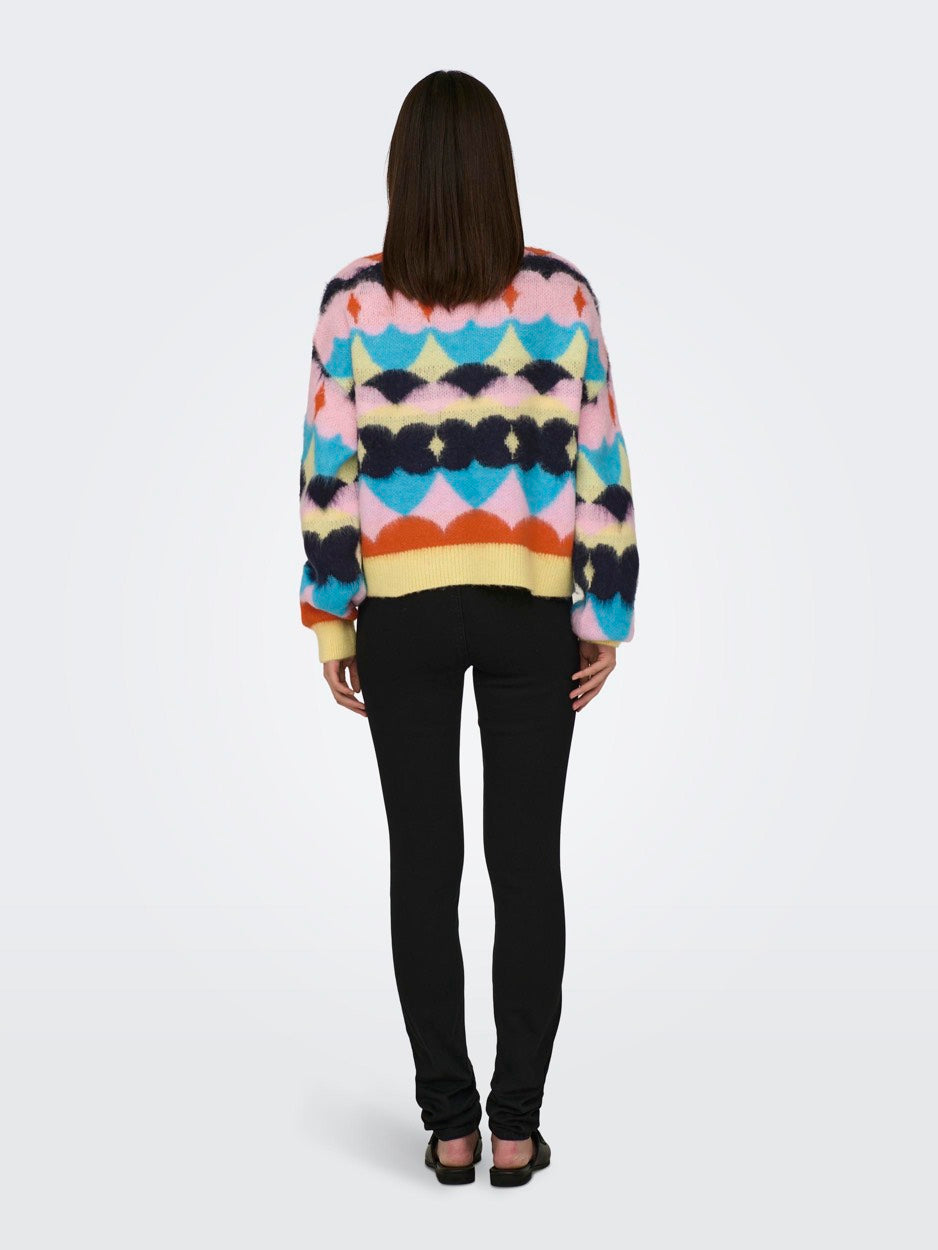 Onlemiily Ls Pullover Ex Knt - Geel Dessin