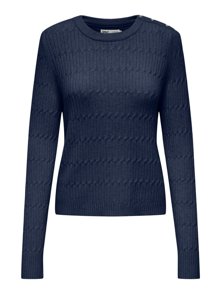 Onlkatia Ls Cable O-neck Cs Knt - Navy