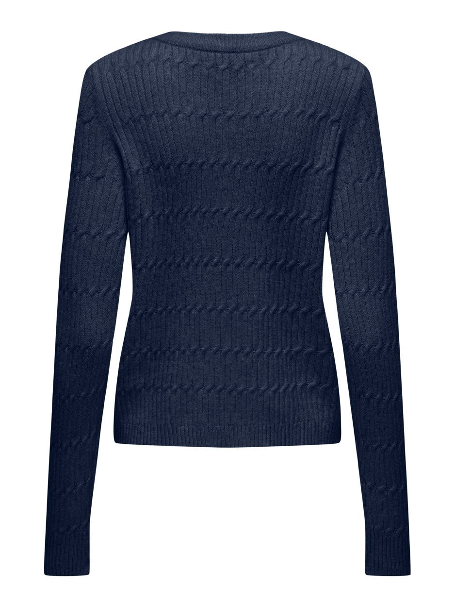 Onlkatia Ls Cable O-neck Cs Knt - Navy