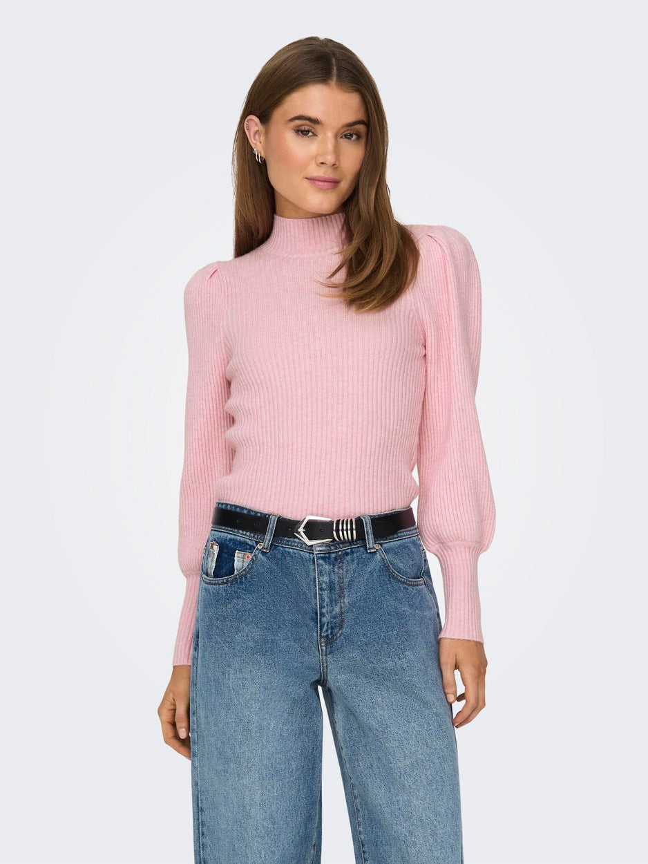Onlkatia L/s Highneck Pullover Knt - Licht Roze