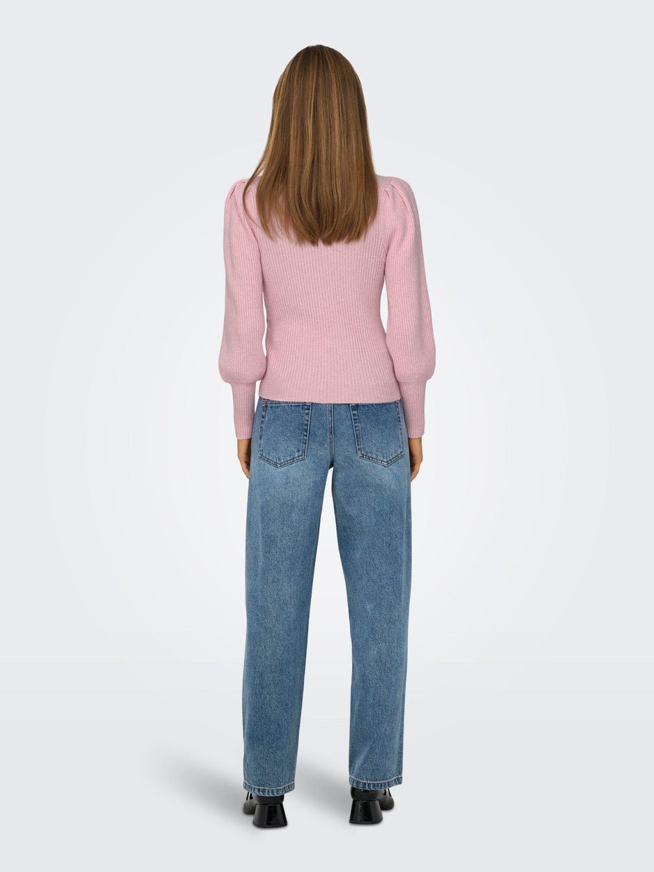 Onlkatia L/s Highneck Pullover Knt - Licht Roze