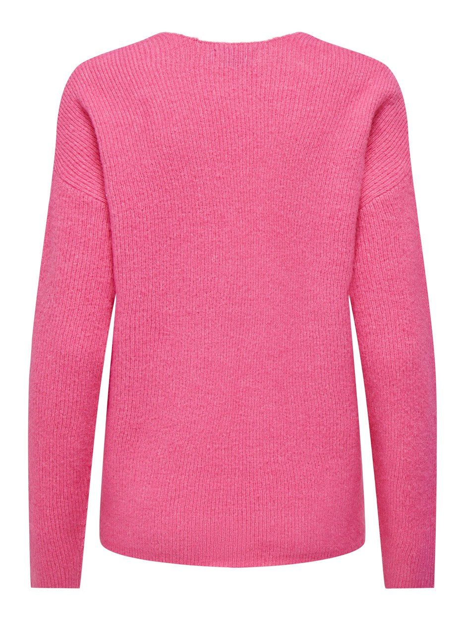 Onlcamilla V-neck L/s Pullover Knt - Pink