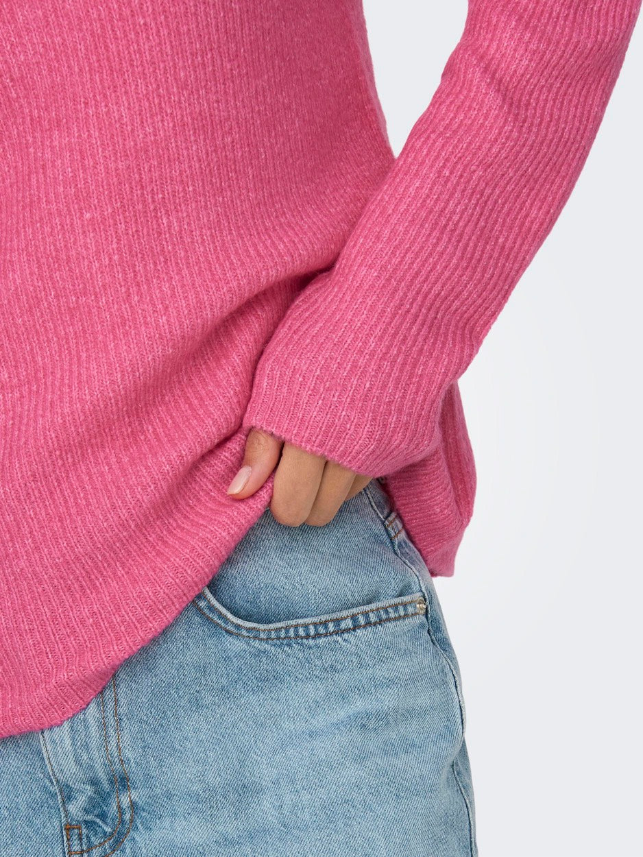 Onlcamilla V-neck L/s Pullover Knt - Pink