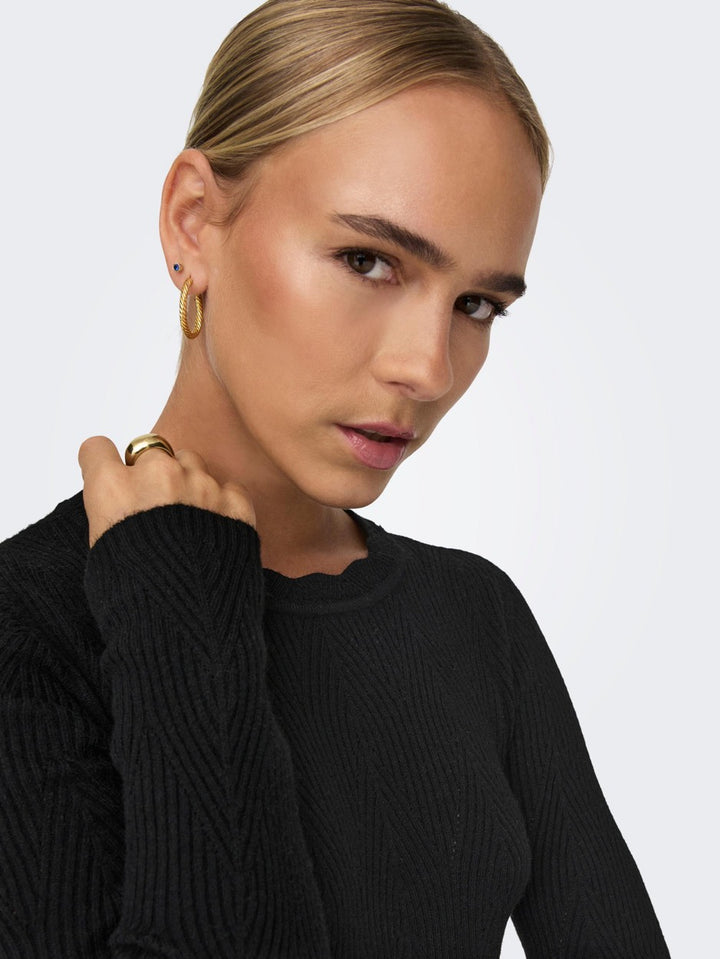 Onlmai Ls Struct O-neck Cc - Zwart