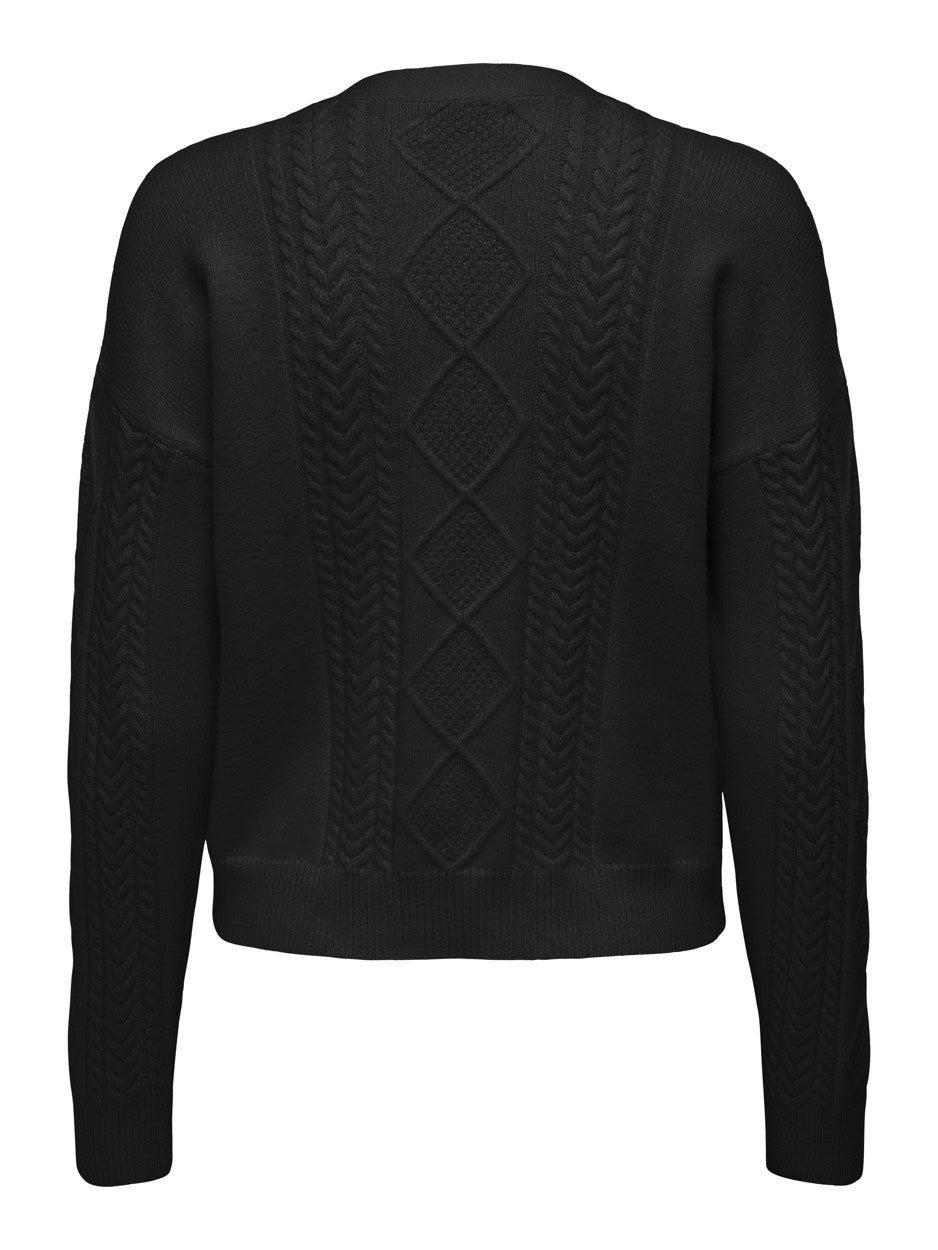 Onlfia Ls String Cable Cardigan Knt - Zwart
