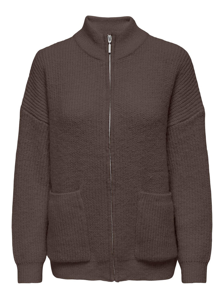 Onlkaja Life Ls Zip Cardigan Cc Knt - Bruin