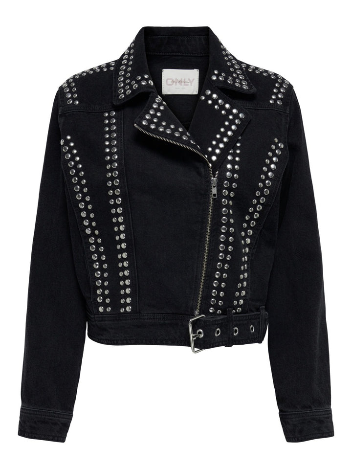 Onlgilla Ls Stud Dnm Biker Jacket C - Black Denim