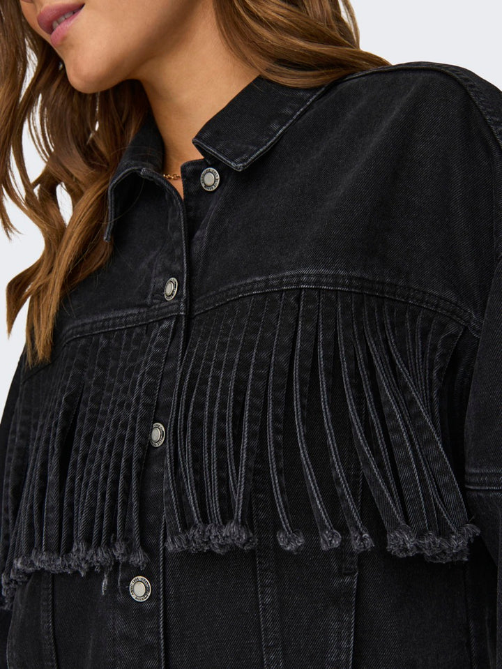 Onlholly Ls Fringe Dnm Jacket Fg - Black Denim