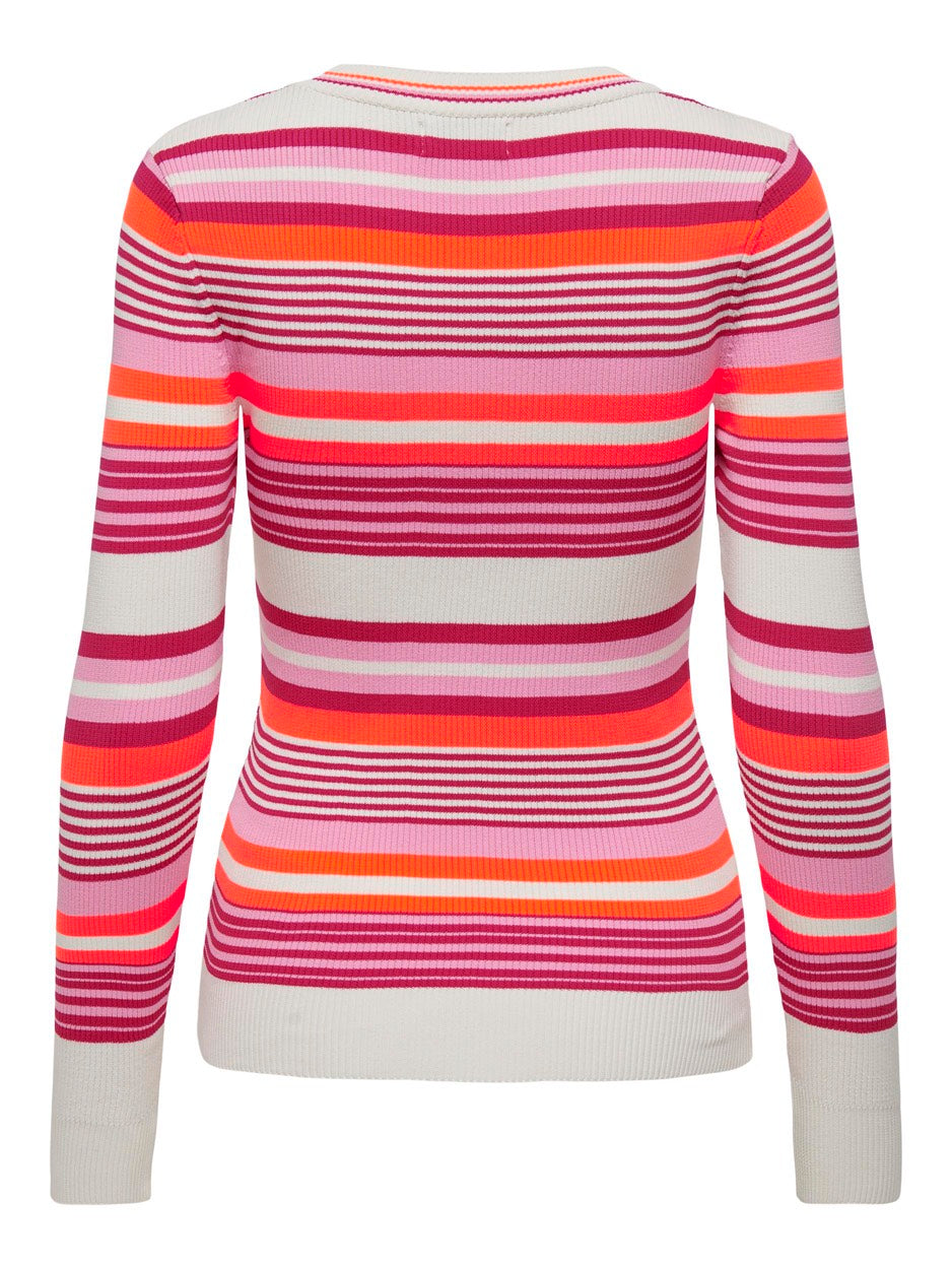 Onlmeleka Ls O-neck Stripe Cc Knt - Roze Dessin