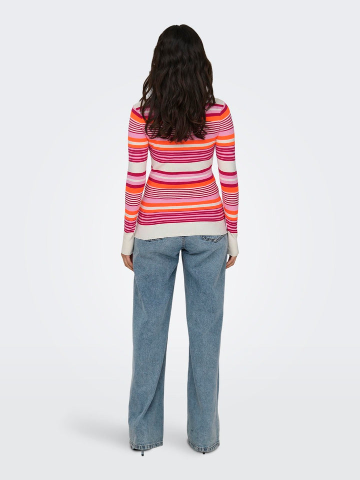 Onlmeleka Ls O-neck Stripe Cc Knt - Roze Dessin