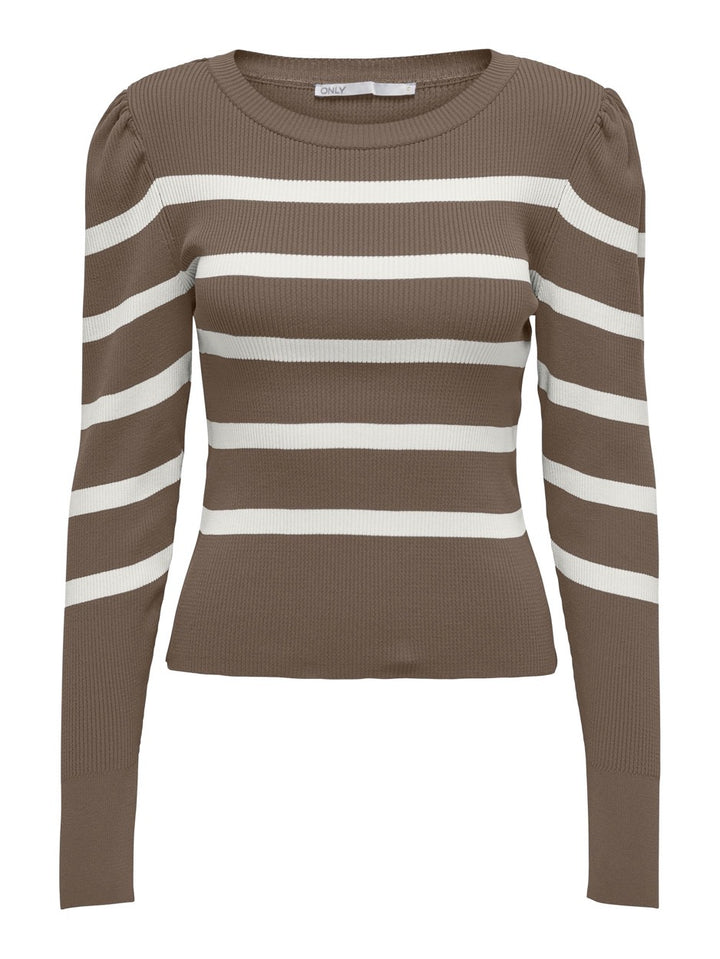 Onlsally Ls Puff Pullover - Bruin Dessin