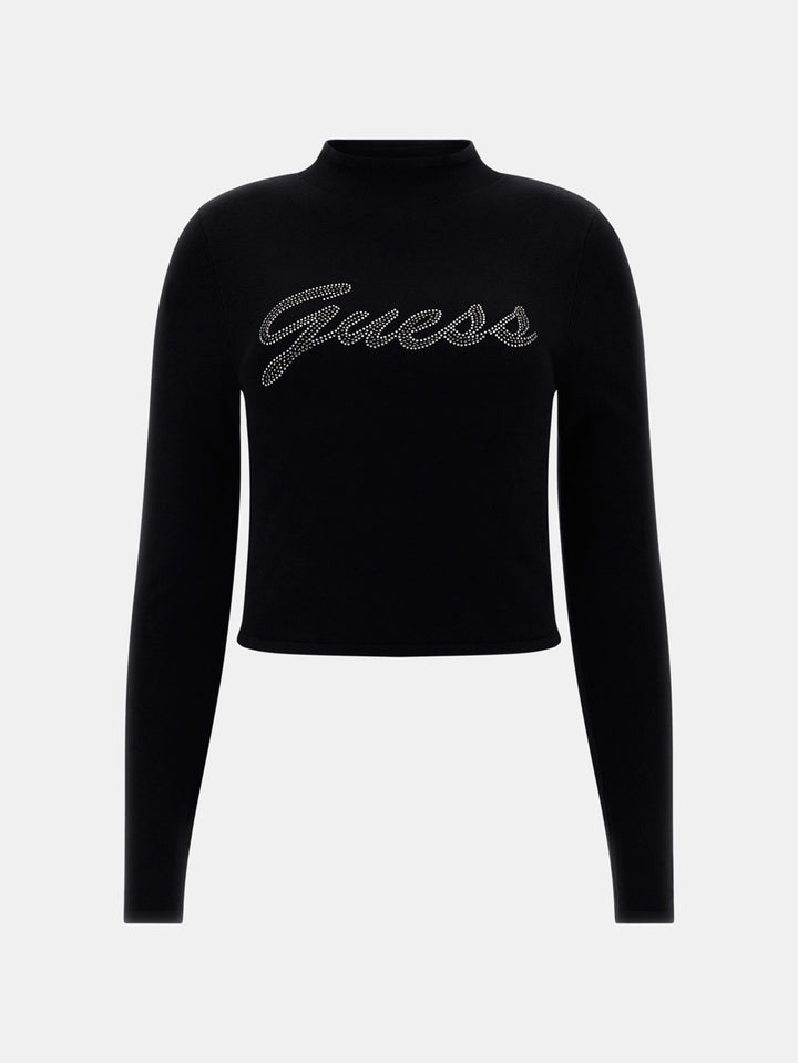 Rhinestone Logo Sweater - Zwart