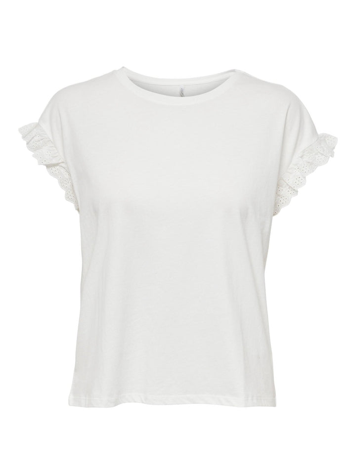 Onliris S/s Emb Top Jrs Noos - Off-white