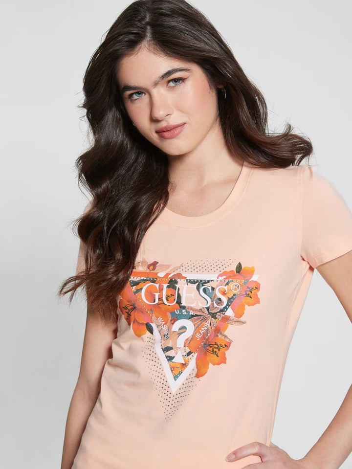 Ss Cn Triangle Flower Tee - Zalm/peach