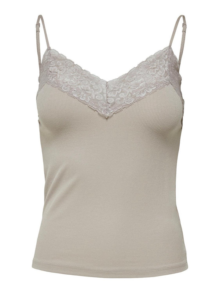 Onltilde Rib Lace Singlet Jrs - Beige