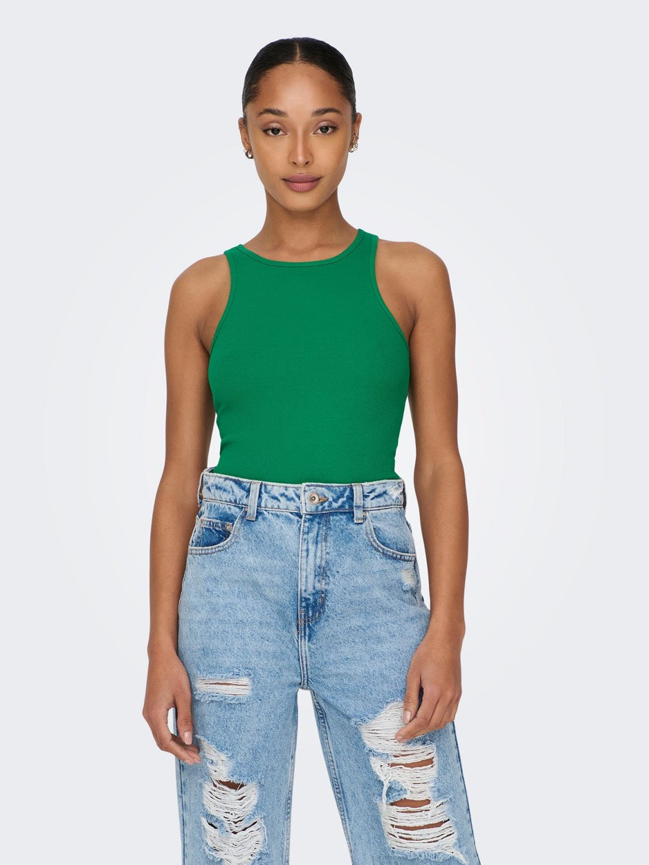 Onlkenya Rib Tank Top Jrs Noos - Groen