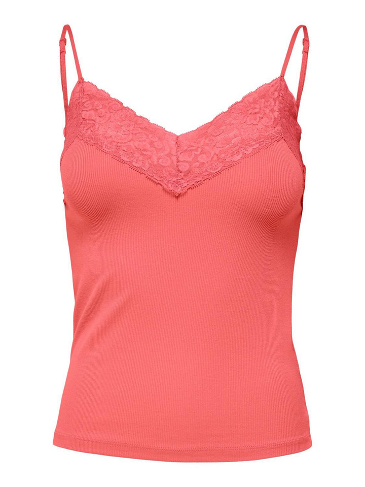 Onltilde Rib Lace Singlet Jrs - Zalm/peach