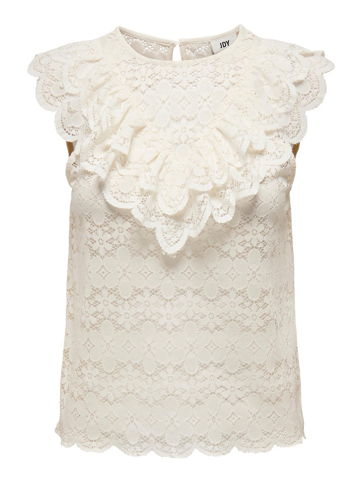 Jdyblond S/l Yoke Lace Top Jrs - Off-white