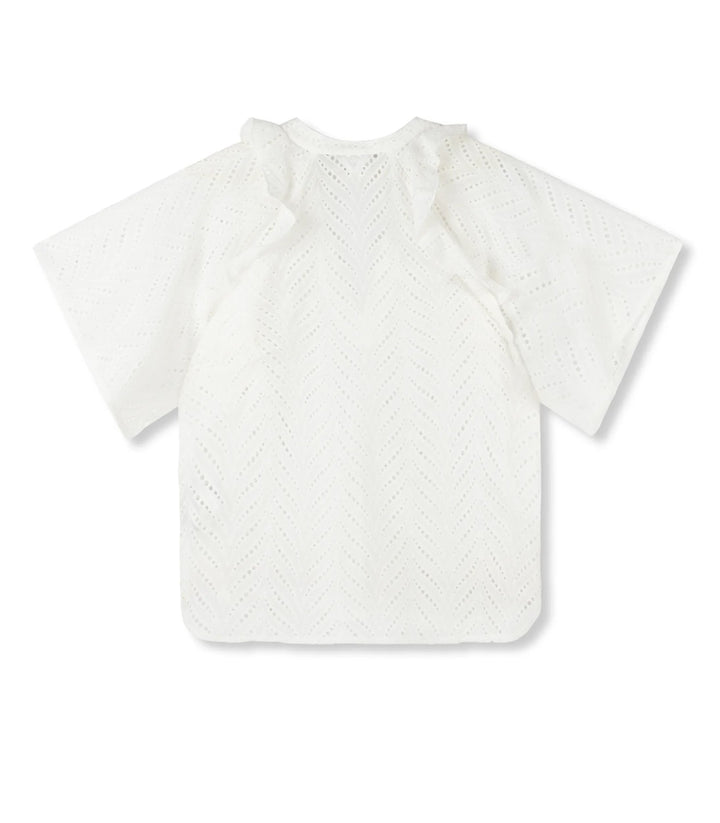 Missy Ladies Woven Short Sleeve Top - Off-white