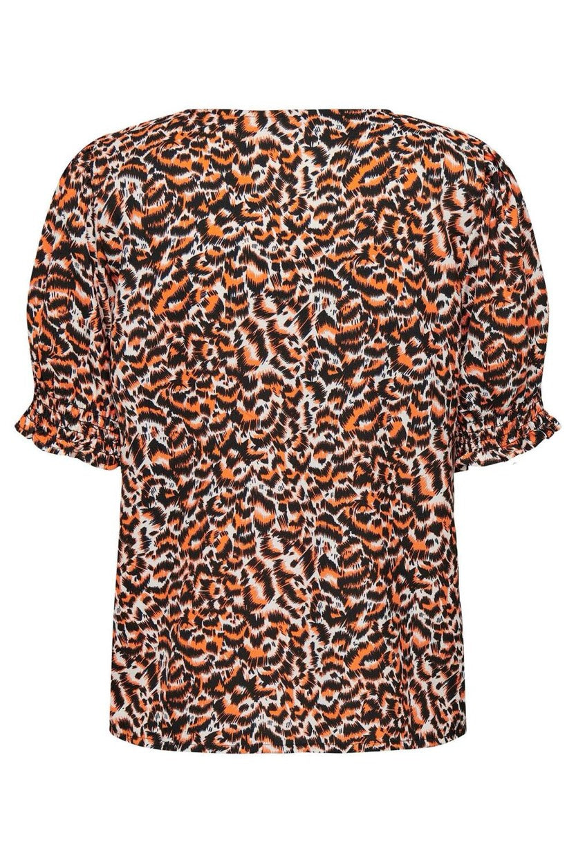 Onljanet S/s V-neck Smock Top Cs Pt - Oranje Dessin