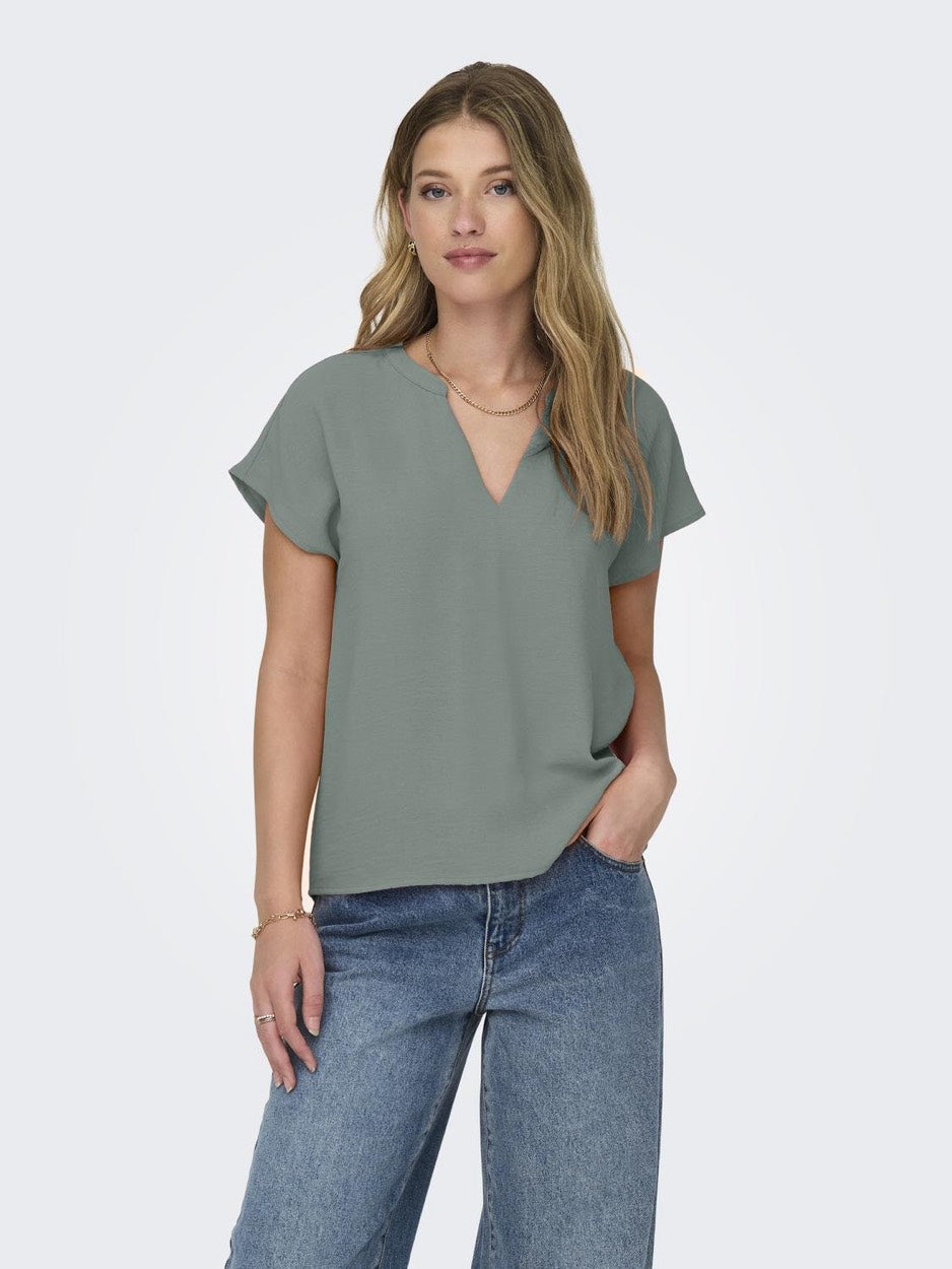 Jdylion S/s Top Wvn Noos - Oud Groen