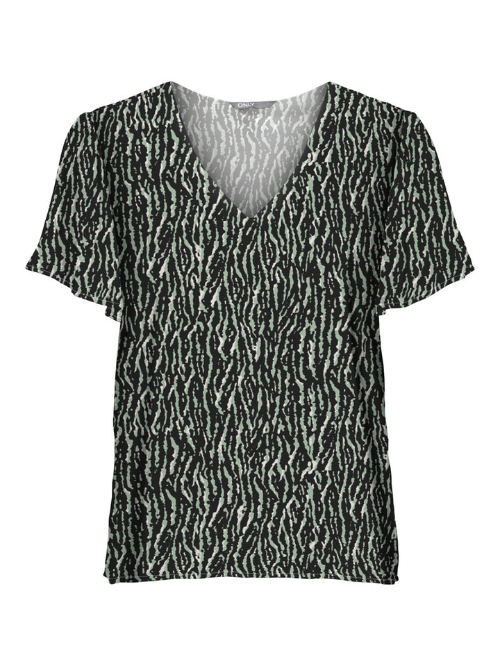 Onlwina S/s V-neck Top Ex Ptm - Groen Dessin