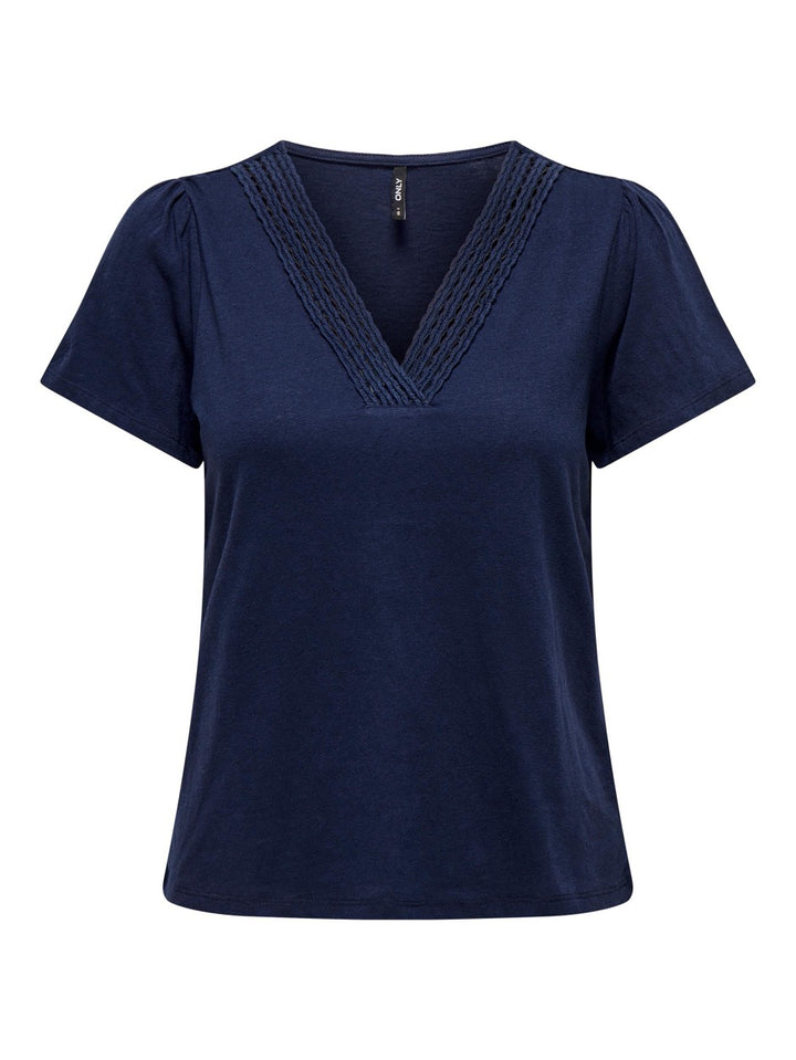 Onlbenita S/s V-neck Top Jrs - Navy