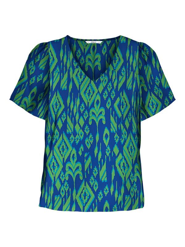 Onlalma Life Poly S/s V-neck Top Ao - Blauw Dessin