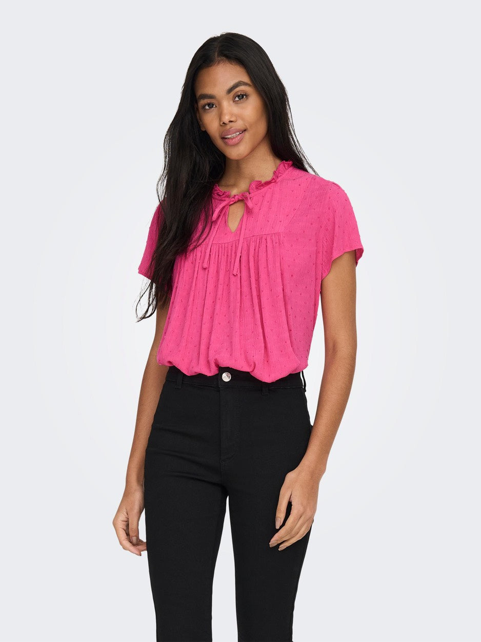 Jdylima Life S/s Top Wvn - Roze