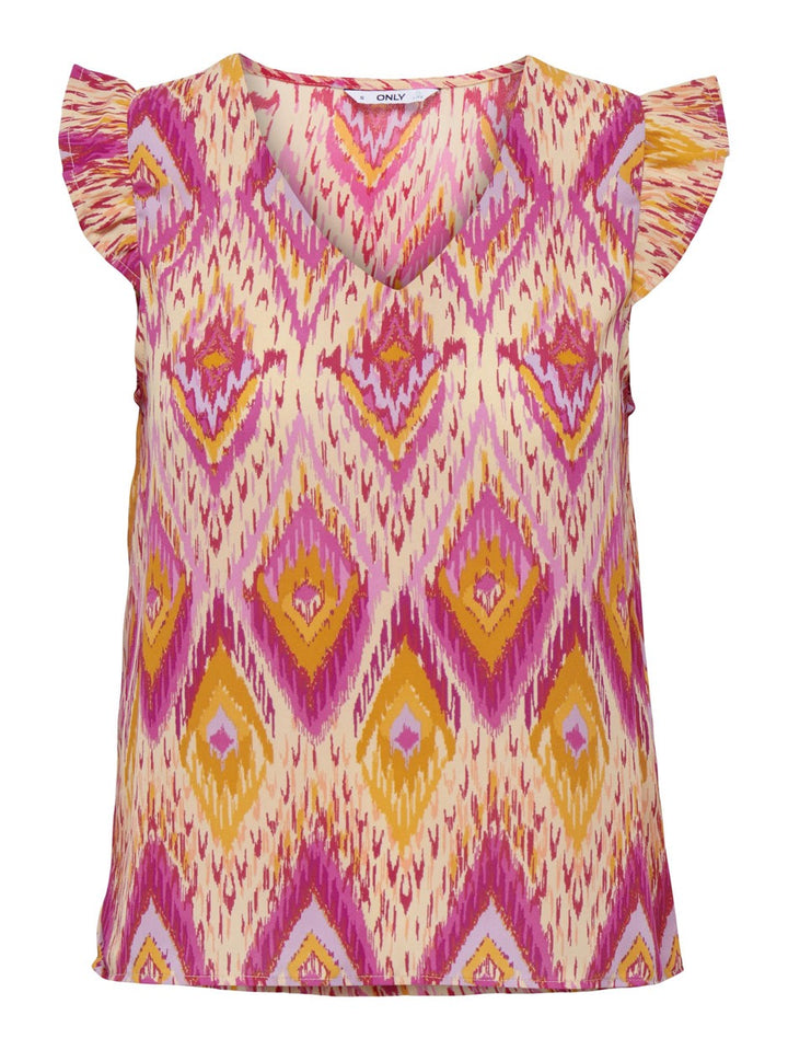 Onlalma Life Vis S/s Elina Top Aop - Roze Dessin