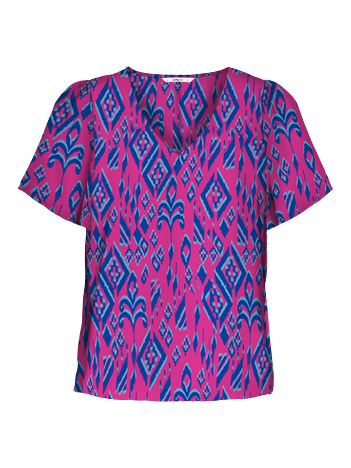 Onlalma Life Poly S/s V-neck Top Ao - Roze Dessin