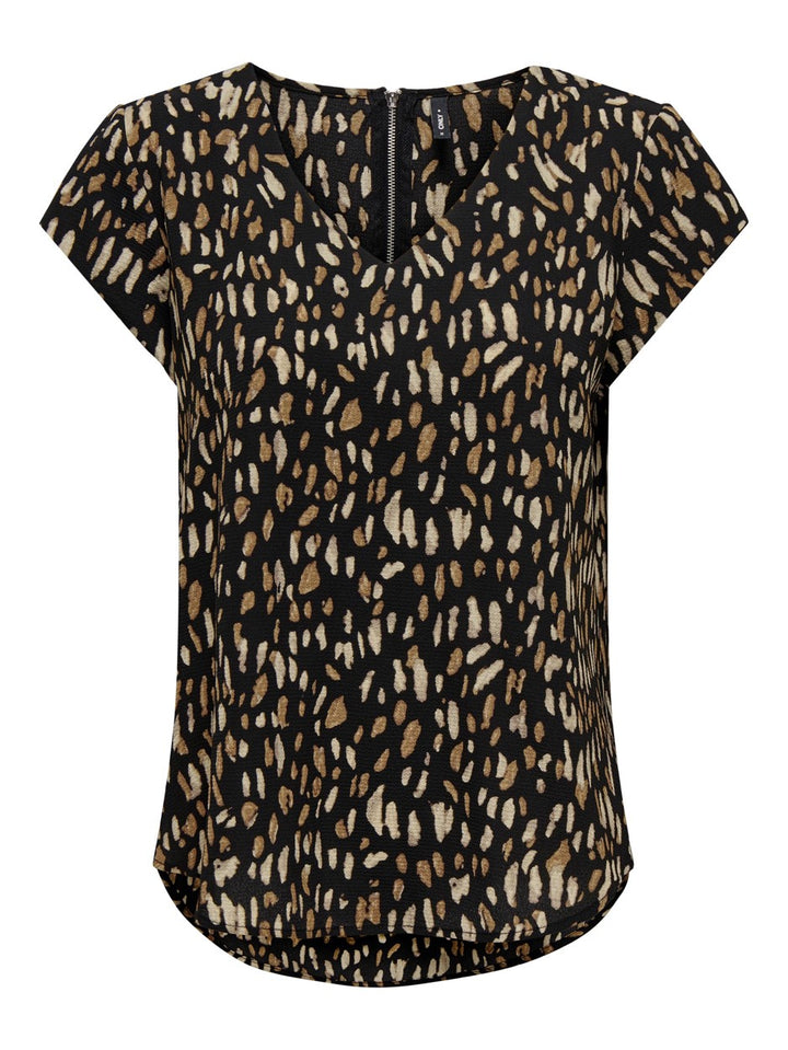 Onlvalerina S/s V-neck Top Cs Ptm - Bruin Dessin