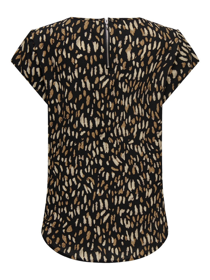 Onlvalerina S/s V-neck Top Cs Ptm - Bruin Dessin