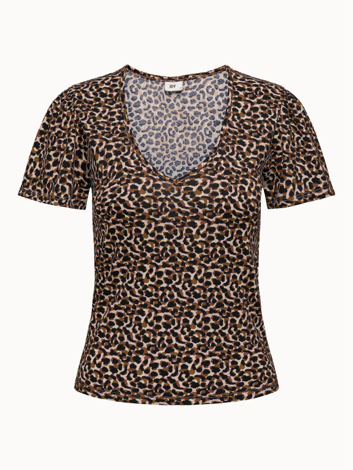 Jdykamilla S/s V-neck Top - Bruin Dessin