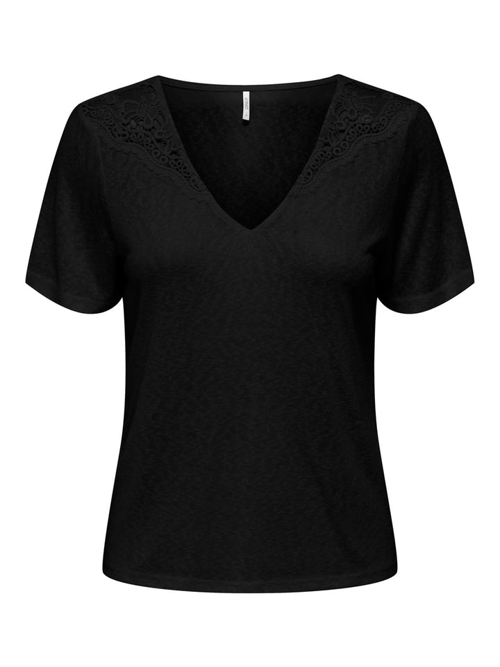 Onlanja S/s Lace Top Jrs - Zwart