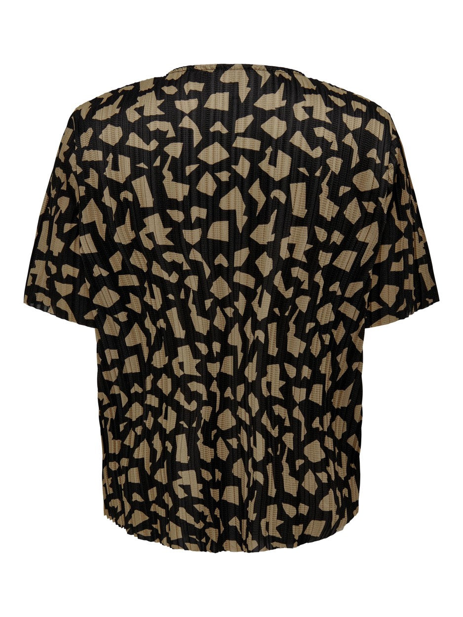 Onlsafari S/s V-neck Top Jrs - Zwart Dessin