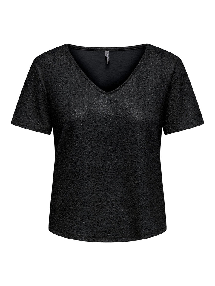 Onlilsa S/s Shine V-neck Top Jrs - Zwart Dessin