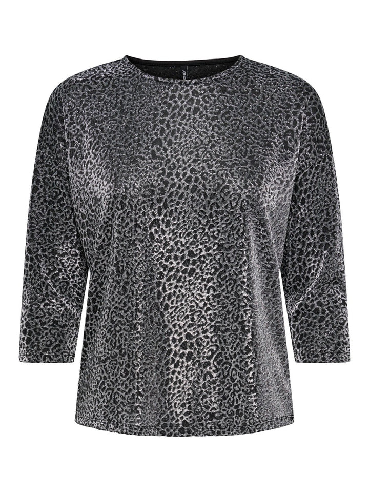 Onlqueen 3/4 Glitter Top Jrs - Zilverkleurig