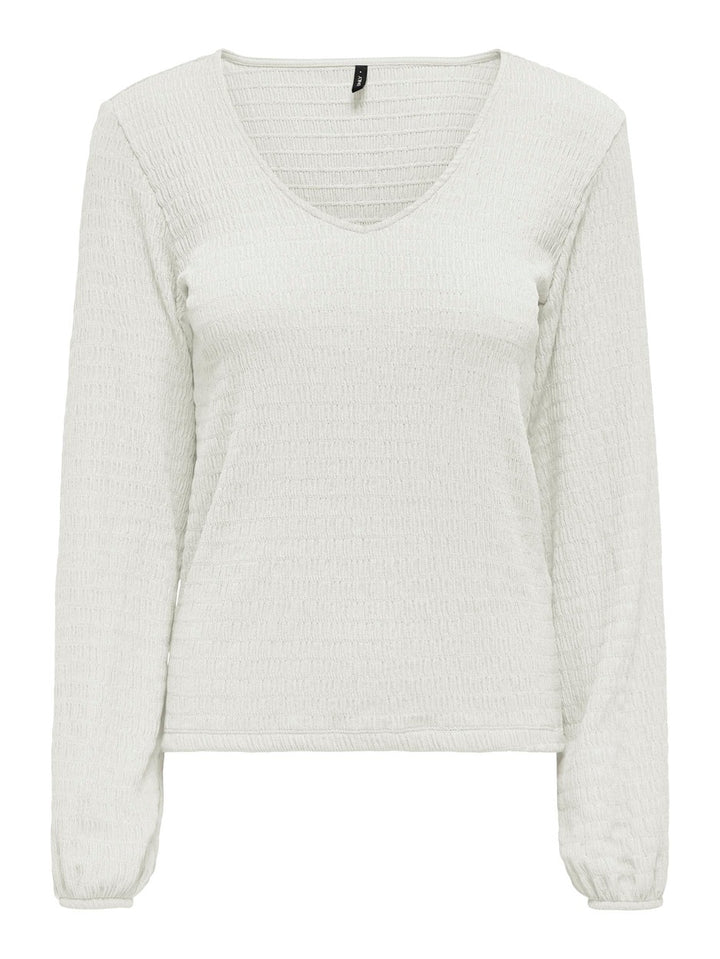 Onlmadelina L/s V-neck Top Cc Jrs - Off-white