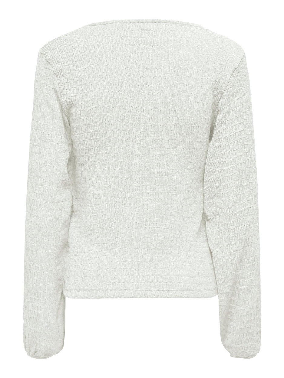 Onlmadelina L/s V-neck Top Cc Jrs - Off-white