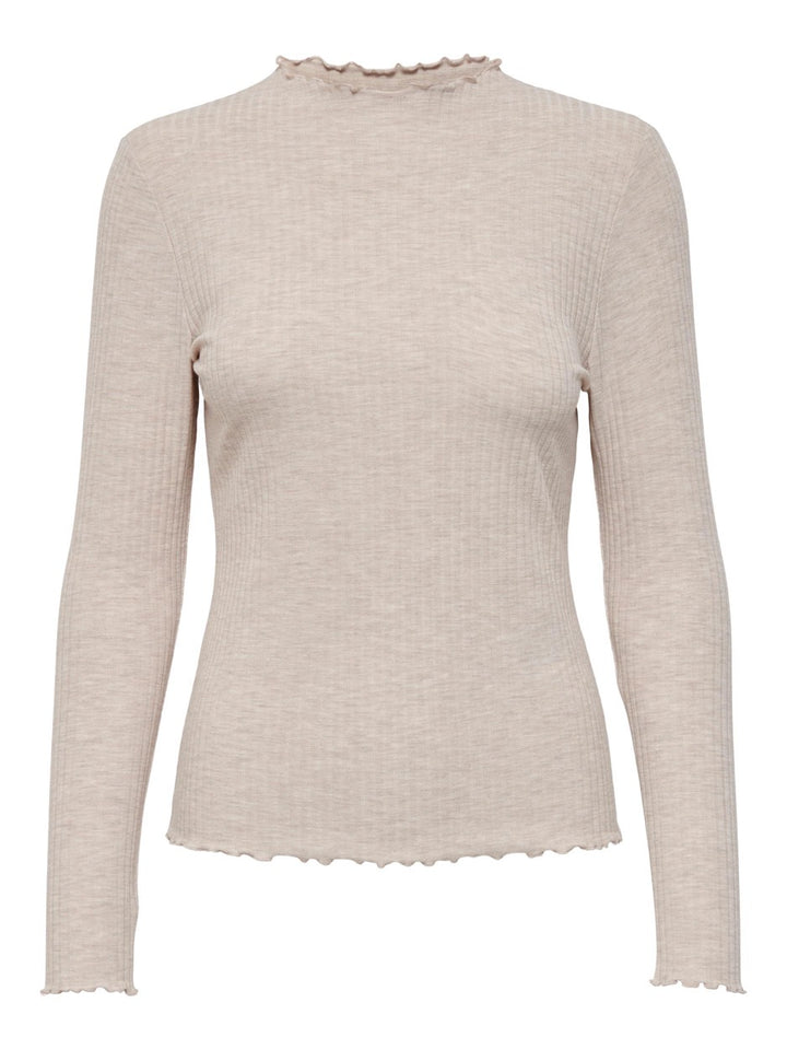 Onlemma L/s High Neck Top Noos Jrs - Beige