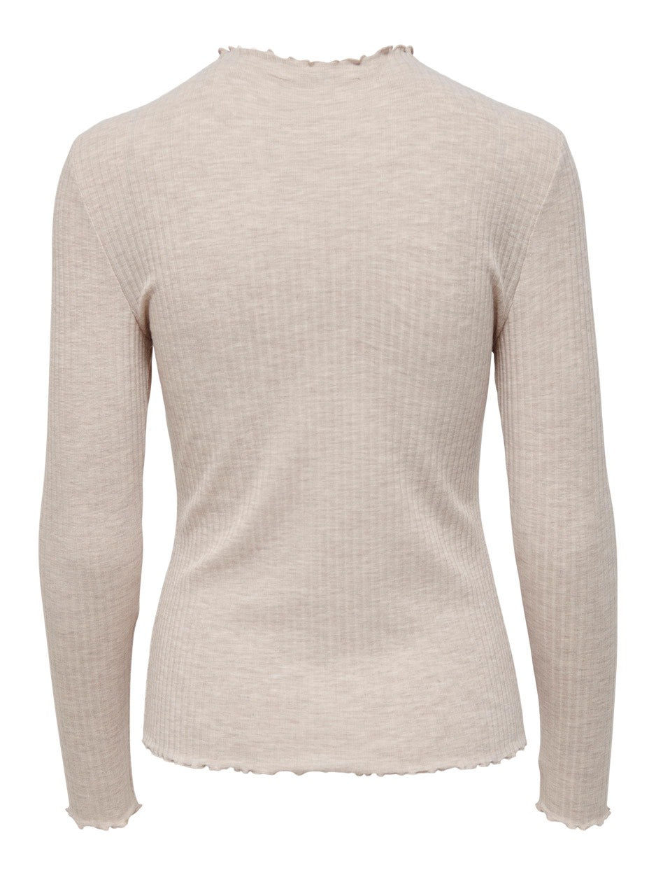 Onlemma L/s High Neck Top Noos Jrs - Beige