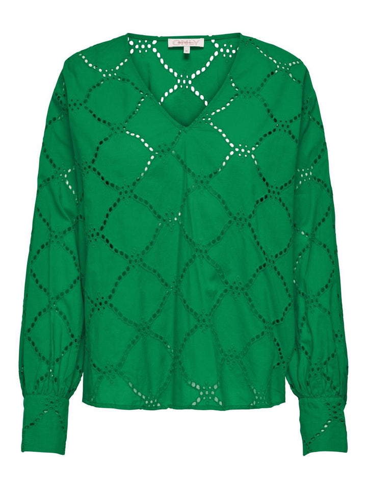 Onldora Gellar Ls V-neck Emb Top Wv - Groen