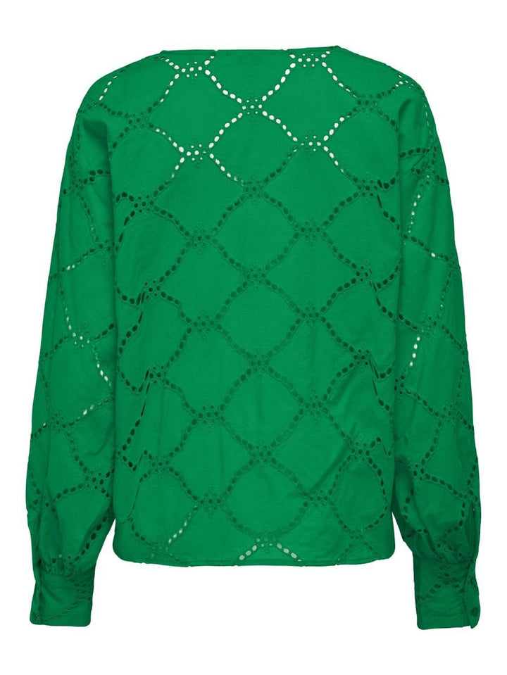 Onldora Gellar Ls V-neck Emb Top Wv - Groen