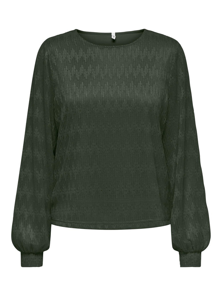 Onlmaddy L/s Lace Top Jrs - Donkergroen