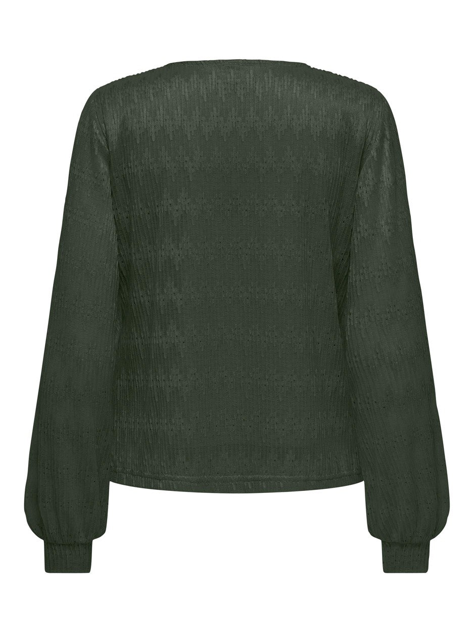 Onlmaddy L/s Lace Top Jrs - Donkergroen