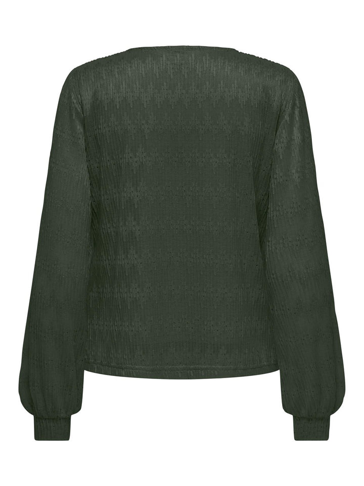 Onlmaddy L/s Lace Top Jrs - Donkergroen