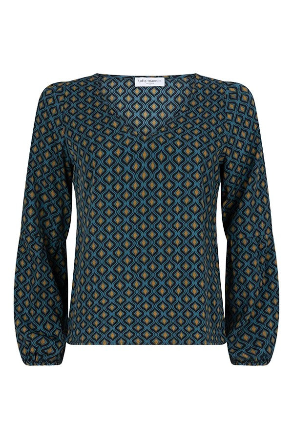 Blouse Yvie - Blauw Dessin