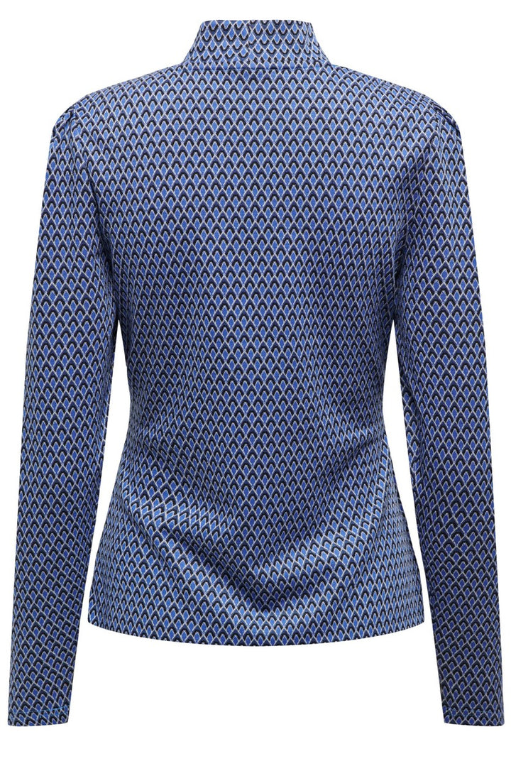 Onlalia L/s High Neck Puff Top Cs J - Blauw Dessin