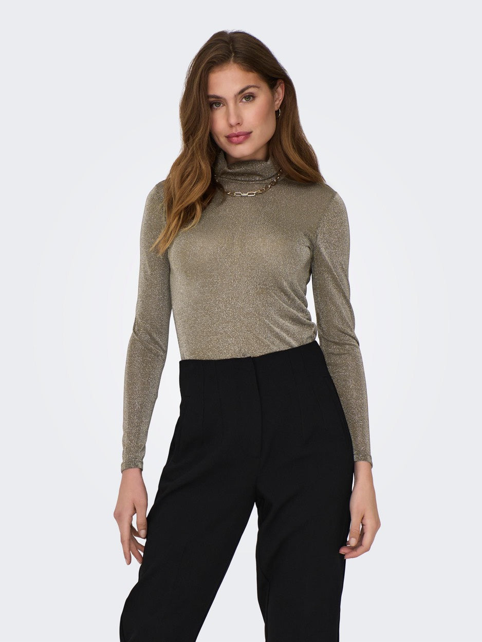 Onlamera Glitter L/s Rollneck Jrs - Bruin Dessin